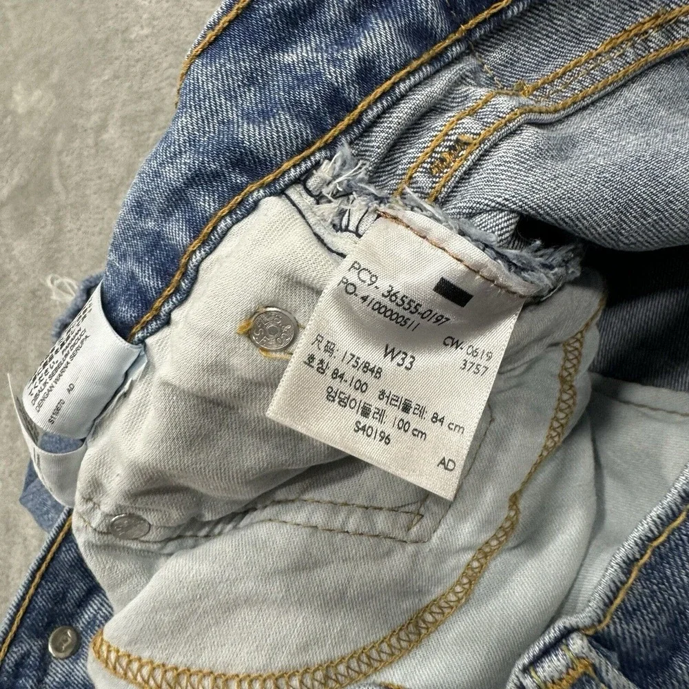 Levis Shorts Mens 33 Blue 511 Slim Cut Off Medium Wash Denim Pockets Logo Casual
